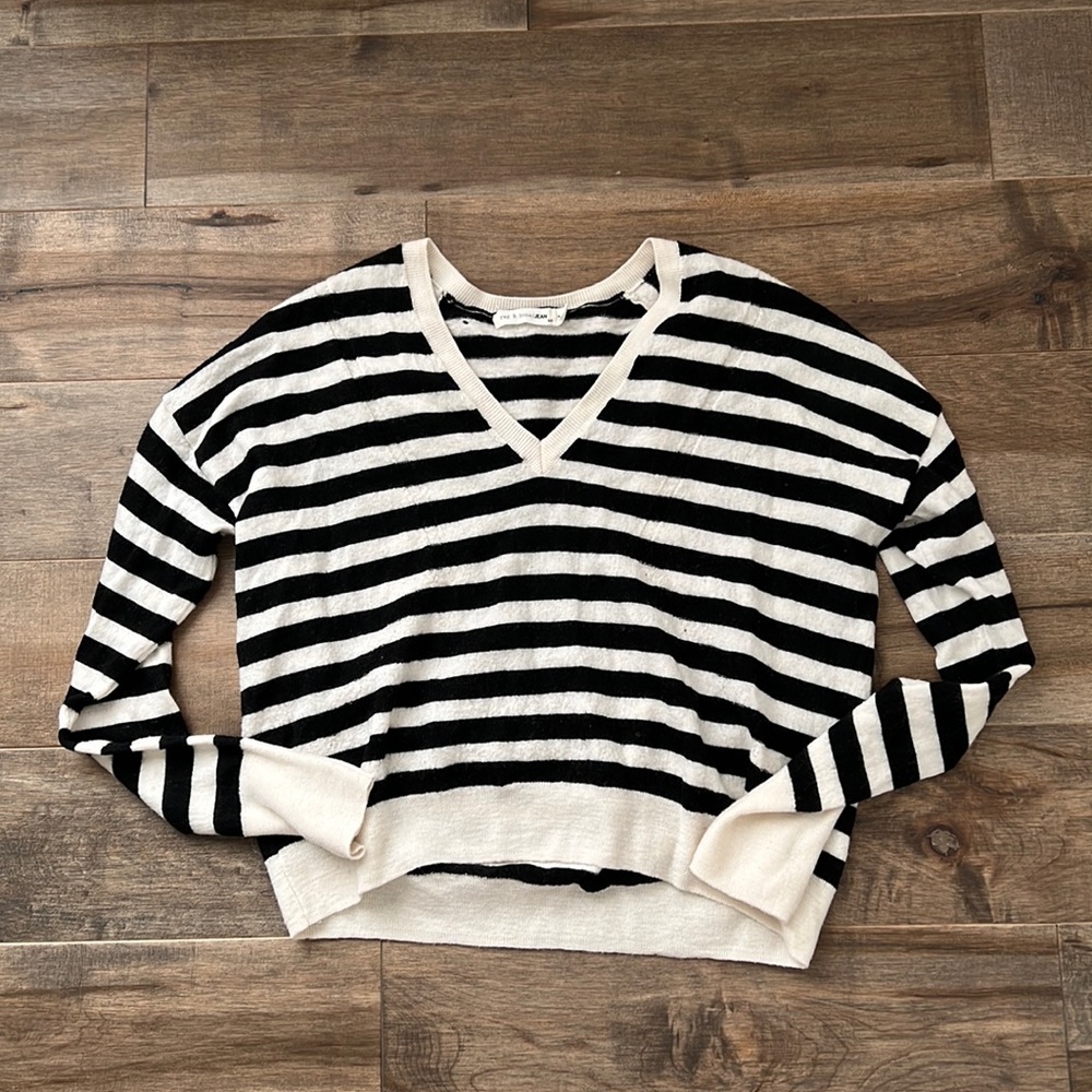 Cropped striped wool sweater
